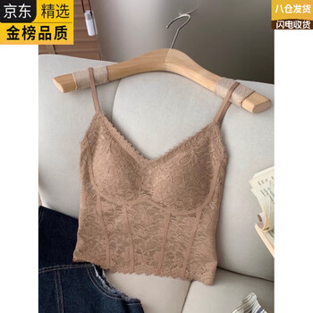 Dy japanese imported brand desire lace grinding hair thermal underwear push-up with coaster all-in-one vest suspender bra khaki ice silk lining m 90-110 catties