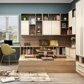 Shopkeeper zhibang home furnishing bay window tatami customized small bedroom integrated wardrobe bookcase combination customized simple and modern customized prepayment (you can enjoy free measurement and design services at the store) square