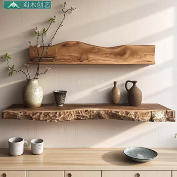 Yusenyi wall-mounted special-shaped decorative tv cabinet display rack storage and storage wall-mounted new chinese solid wood storage rack 15cm wide, comes with invisible bracket, 160cm long