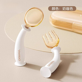 Kaooseen feeding spoon baby spoon baby learning to eat training curved spoon independent eating children's tableware fork spoon ppsu suction cup twist spoon 2-piece set + dust-proof storage box