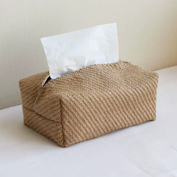 Yusen yiyi simple tissue box home living room rectangular homestay cotton and linen paper box japanese tissue set jute literary (large) twill jute approximately length 18 width 11 height 8cm tissue set
