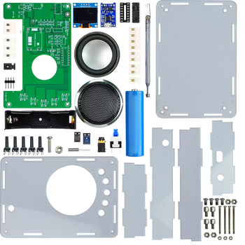 Ole lcd display radio production kit fm fm rechargeable electronic iy welding production circuit board kit + acrylic shell + 18650 lithium battery