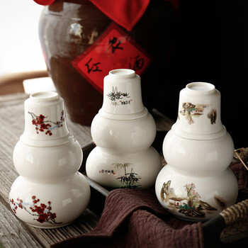 Shantou lincun blue and white porcelain wine warmer household warm wine pot chinese rice wine hot wine set wine glass father gift set logo 100ml bamboo shadow safety equipment 3 pieces