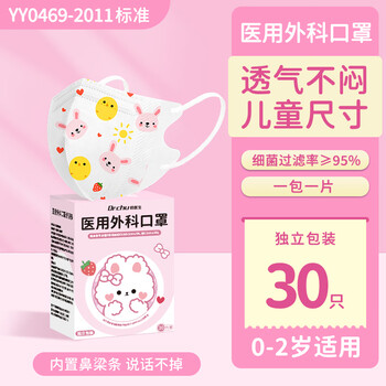 Chuyisheng medical surgical mask suitable for children 3d three-dimensional disposable autumn and winter protective dust-proof independent packaging children's pink rabbit