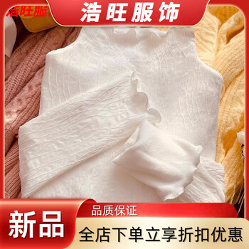 Mouth-turn wood ear-edge lace mesh bottoming shirt for women high-end black sexy see-through niche slim high-neck long-sleeved t-shirt for women white full body plus velvet s