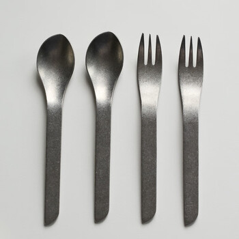 Fantasy fengwu 304 stainless steel fork household retro dessert cake spoon fruit salad fork set 4 pieces matte retro fork + spoon