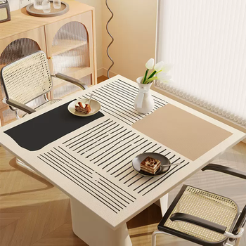 Yusenyi wabi-sabi style small square table table mat tablecloth coffee table mat pvc leather no-wash wipeable dining table mat tablecloth hena b 80cmx80cm (waterproof and oil-proof counter top selection)