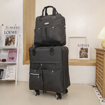 Ye yu trolley bag women's large capacity luggage bag hand duffel bag folding travel storage bag wheel backpack black suit medium 2 wheels strapless