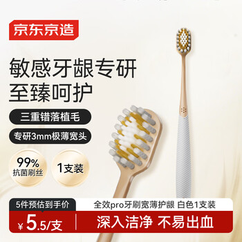 Made in tokyo, full-effect pro toothbrush, wide and thin, white for gum protection, 1 piece wide head, made in china for adults, relieves sensitivity and reduces bleeding