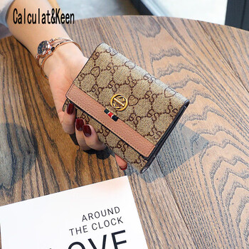 Calculat&keenck women's wallet card holder 2025 new exquisite high-end folding wallet women's short niche design high-end fashion pink 12 card slots can hold a driver's license