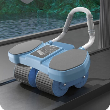 New upgraded 4-wheel abdominal wheel, abdominal wheel, support type, automatic rebound, abdominal muscle contraction, men's and women's fitness equipment, wheel + yoga mat