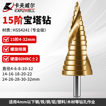 Kraftwell pagoda drill step drill tapered metal hole opener drilling expansion punch 4-32mm ai3505