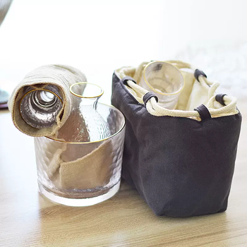 Yusen yiqing wine pot set glass rice wine warmer scalding wine pot household one or two white wine cups coffee hammer pattern ins bag - phnom penh 1 pot 1 cylinder 4 cups upgrade