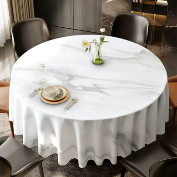 Yusenyi marble round tablecloth no-wash waterproof and oil-proof round tablecloth household tablecloth light luxury table mat coffee table water cloud gray diameter 110cm (recommended for round tables with a diameter of less than 80cm)