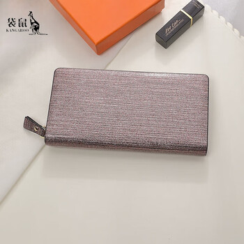 Kangaroo long hand wallet 2025 new korean style fashionable women's casual zipper wallet large capacity mobile phone wallet bright pink