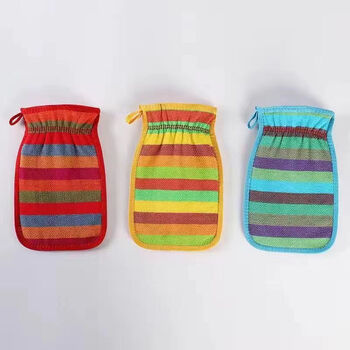 Fat donglai's same style bath towel, powerful coarse sand decontamination double-sided bath towel, mud rub, gray gloves, bath god, blue + red + yellow 3 pieces