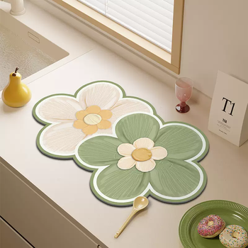 Yusenyi cream style flower kitchen countertop drainage mat coffee machine desktop mat bar absorbent mat tea coaster bowl pastoral floral scent 30cmx40cmx2 2 pack save 5 yuan