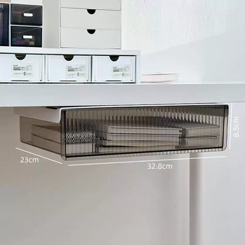 Yusenyi invisible drawer-type storage box under the desk desktop office organizer box storage rack work station debris hidden artifact transparent gray large size transparent gray large size