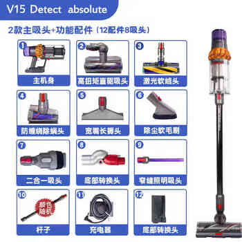 Dyson dyson v15s detect submarine wireless handheld vacuum cleaner floor scrubber dry and wet mop v15 smart direct drive + laser soft velvet - 12 accessories - 8 suction heads