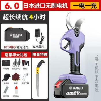 Yamaha japan imported yamaha electric scissors, fruit tree pruning, greening garden scissors, extension pole pruning artifact, high configuration 6.0 1 battery + luxury gift package
