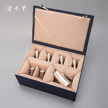 Shantou lincun yunyitang silver wine cup pure silver 999 wine set purely handmade tea set wine glass wine divider pure silver set small wine divider + liquor wine glass * 6 set_ about 271g