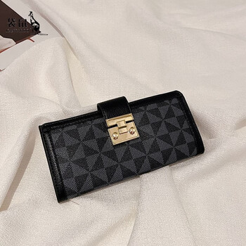 Kangaroo leather wallet card holder document bag all-in-one women's lightweight portable light luxurious long style high-value clutch bag 2025 new style one black