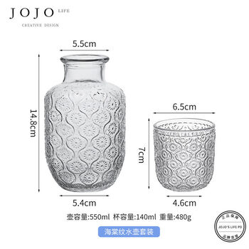 Lina cold kettle european style retro embossed pattern hand-painted single pot bedside yina 1ml transparent crabapple pattern kettle set