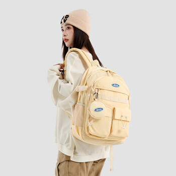 Winner madebagss junior high school students burden reduction spine protection middle school students school bag high school boys and girls large capacity backpack off-white