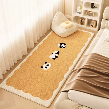 Yusenyi cream style bedroom carpet for sitting and sleeping bedside blanket room master bedroom dirty resistant floor mat japanese living room coffee table blanket cashmere 055 three pandas e 120 pieces 120x180cm (soft and comfortable)