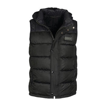 Barbour men's warm vest windproof sleeveless hooded zipper polyamide winter outdoor down jacket logo business black one size | m