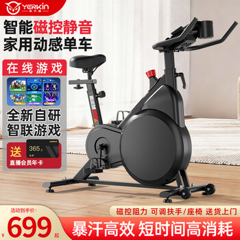 Yingerjian spinning bike home indoor bike silent fat burning weight loss fitness equipment flagship model - black - 14 catties flywheel set + magnetic assist
