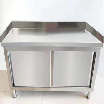 Stainless steel sliding door workbench, load table, three-sided surrounding operation table, hotel restaurant kitchen, vegetable cutting table, back cabinet, three-sided surrounding 100 long * 60 wide * 80 high
