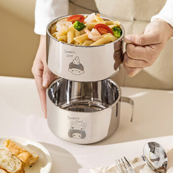 Modern housewife 316l stainless steel soup bowl, children's noodle bowl, household special food supplement rice bowl for elementary school students and babies 316l stainless steel family single ear children's bowl - small size 480ml boy