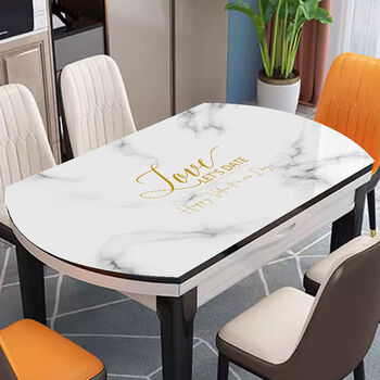 Fantasy oval tablecloth no-wash foldable retractable round table coffee table dining table mat coveted middle oval part 95x150 + fan-shaped on both sides