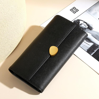 Fu jian wallet women's lightweight, compact, long card holder simple multi-card position handbag advanced wallet new card holder ticket holder black