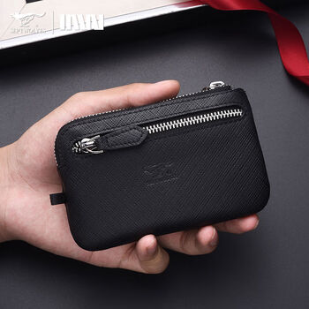 Men's coin purse genuine leather compact mini zipper driver's license card holder integrated car key case new type launched
