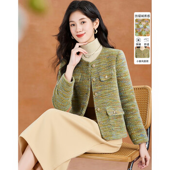 Kebel xiaoxiangfeng imitation mink velvet quilted thickened coat for women 2025 new autumn and winter small versatile woolen coat m