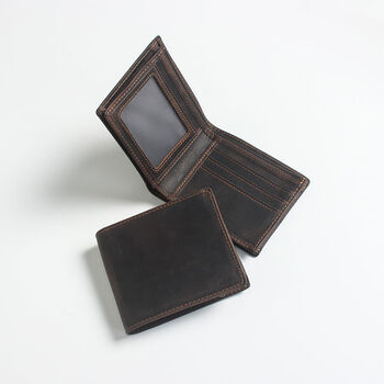 Informer crazy horse leather simple short wallet first layer cowhide retro men's and women's large capacity card holder wallet genuine leather dark coffee a version horizontal crazy horse leather wallet