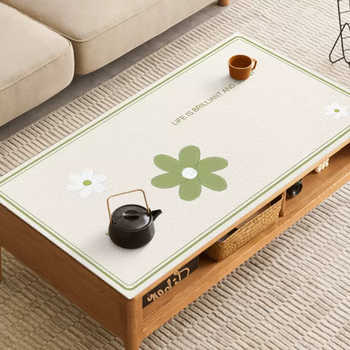Yusenyi leather coffee table tablecloth water-oil no-clean table mat classy table cloth home coffee table mat camellia leather 85x140cm