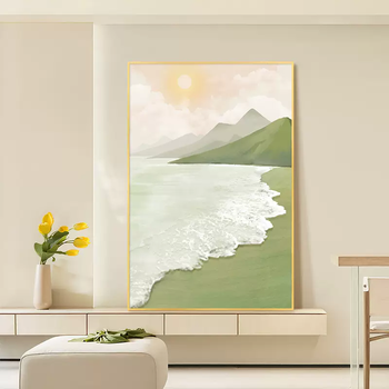 Yusenyi cream style living room decoration painting painting sunrise waves sofa background wall painting painting modern simple mysterious a type rizhao jinshan 9mm frameless textured surface (non-reflective) 35x50cm