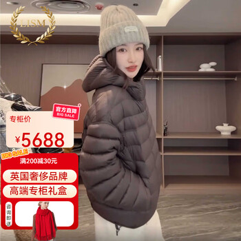 Lism shopping mall same style high-end down jacket white puff turtle back ribs women's short style small and loose coffee color s 80-120