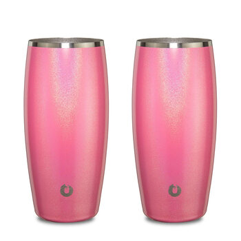 Snowfoxsnowfox beer glass lightweight stainless steel travel 530ml pink glitter