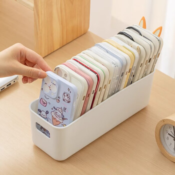 Home story japanese desktop storage box mobile phone case storage basket miscellaneous storage basket storage basket cabinet plastic storage smzdm cream style rectangular storage box 4 pack