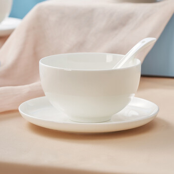 Huaguang antibacterial pure white bone china tableware household dishes and spoons diy free matching 4.5-inch bowl 1 piece 4.5-inch