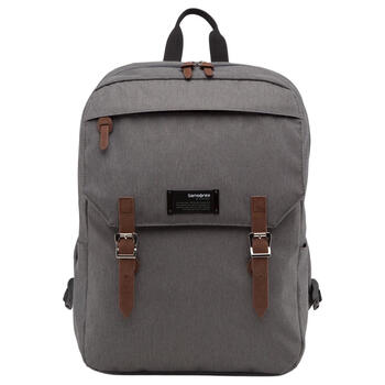 Samsonite brand logo zipper closure fabric backpack medium size unisex couple style gray basic outfit (bag)