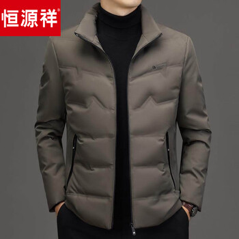 Hengyuanxiang down jacket men's winter lightweight short duck down jacket middle-aged casual stand-up collar top dad winter down jacket 9813 khaki m_recommended 90-110 catties