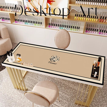 Fantasy table mat, dressing table tabletop protection mat, bedroom tablecloth, anna jane mei, gray bottom leather, 50x120cm, no-wash and wipeable