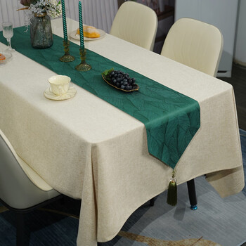 Yusenyi high-end zen table decoration strip solid tablecloth rice with lifu table flag green 2-piece set 30*210cm (suitable for table length 1.6 meters)