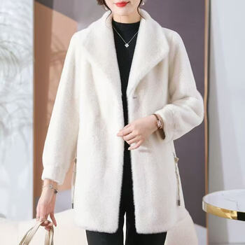 Woodpecker (tucano) new chinese style fur women's imitation mink. velvet coat fur integrated winter new style mother's wear mid-length fur coat off-white m 80-105 catties