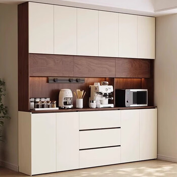 Ribelin solid wood sideboard against the wall integrated storage cabinet tea cabinet living room multi-functional storage cabinet wine cabinet can be customized 1.8*2.2 meters high four-door sideboard cedar wood board